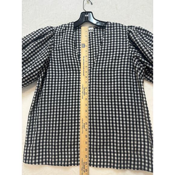 Ganni Black and White Checkered Top - Picture 8 of 16